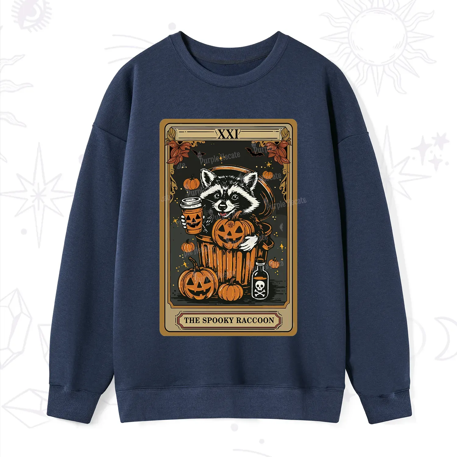 Purplehecate The Spooky Raccoon Tarot Halloween Sweatshirt