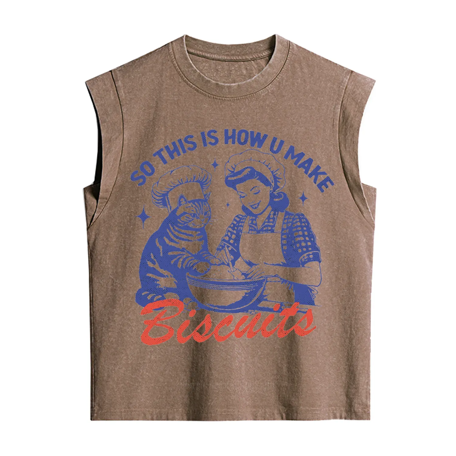 Purplehecate Funny Cat Baking Biscuits Vintage Washed Tank
