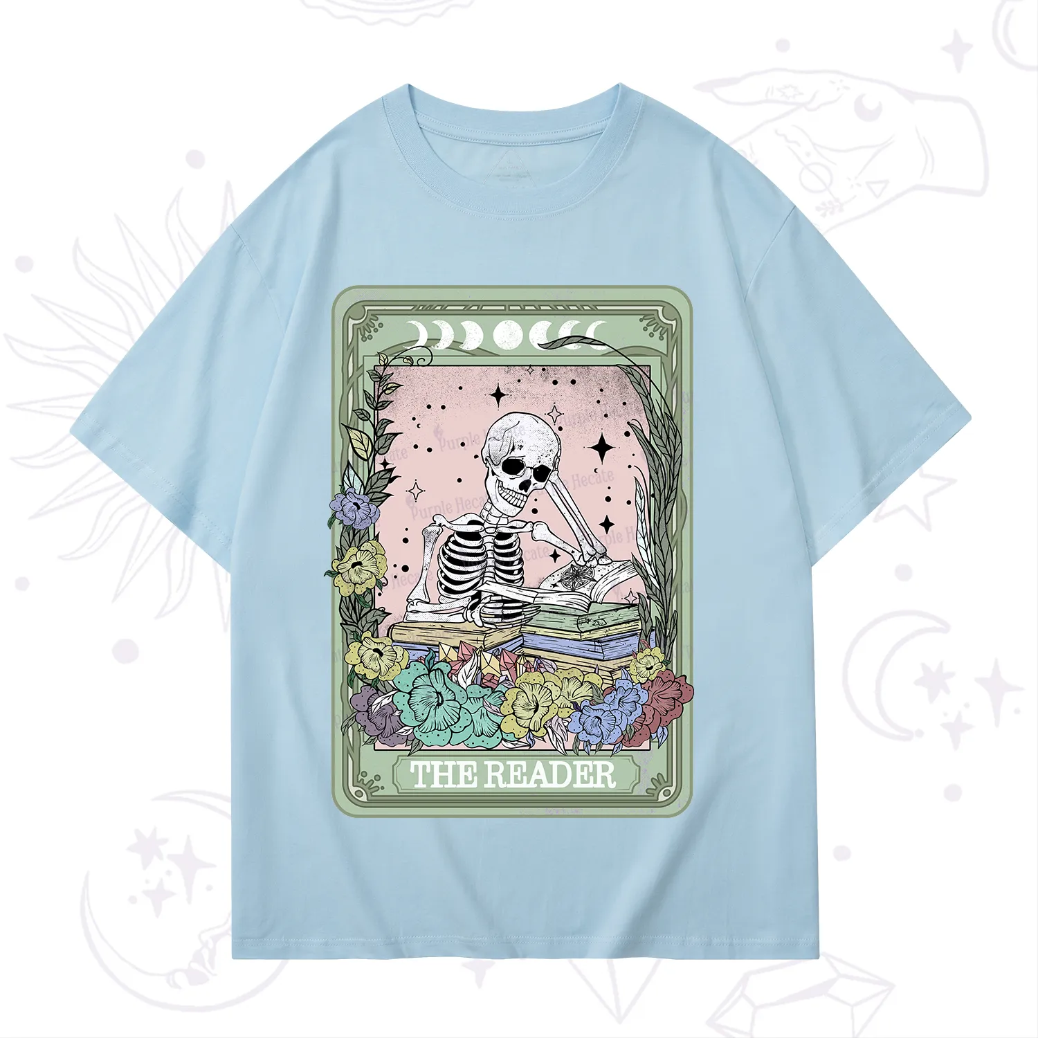 Purplehecate The Reader Bookworm Tarot Skeleton T-Shirt