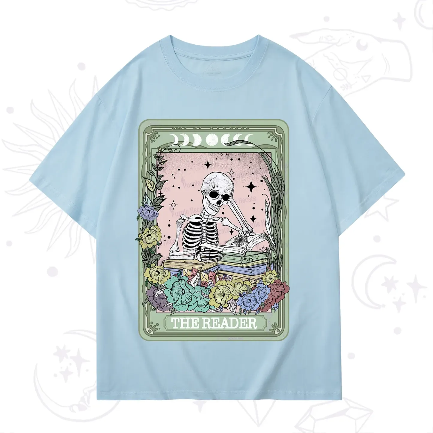Purplehecate The Reader Bookworm Tarot Skeleton T-Shirt