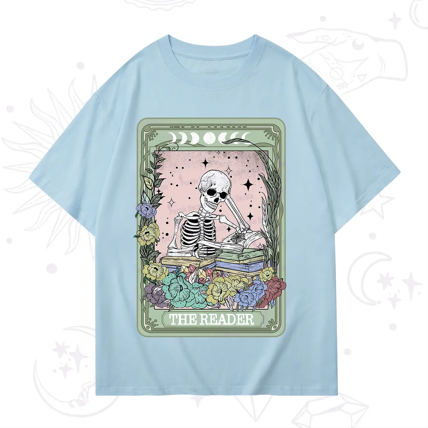 Purplehecate The Reader Bookworm Tarot Skeleton T-Shirt