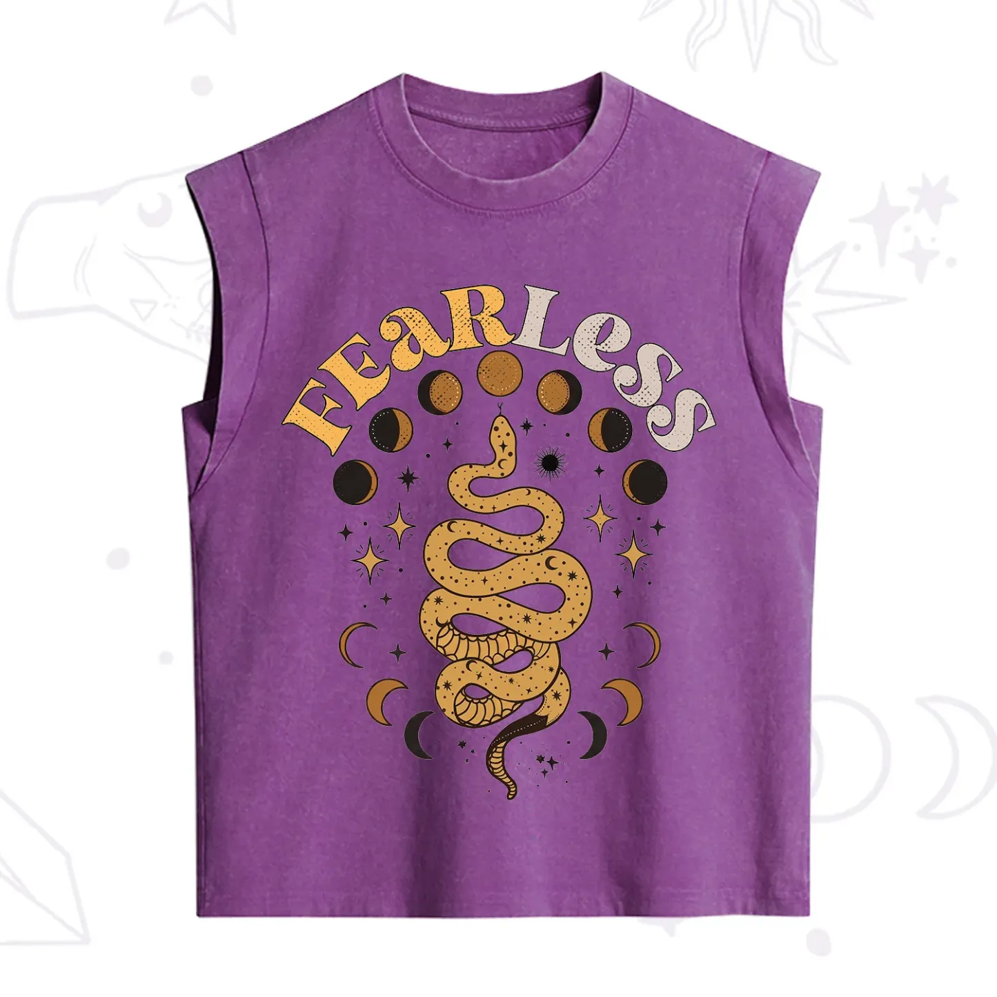 Purplehecate Fearless Serpent of the Moon Phases Vintage Washed Tank