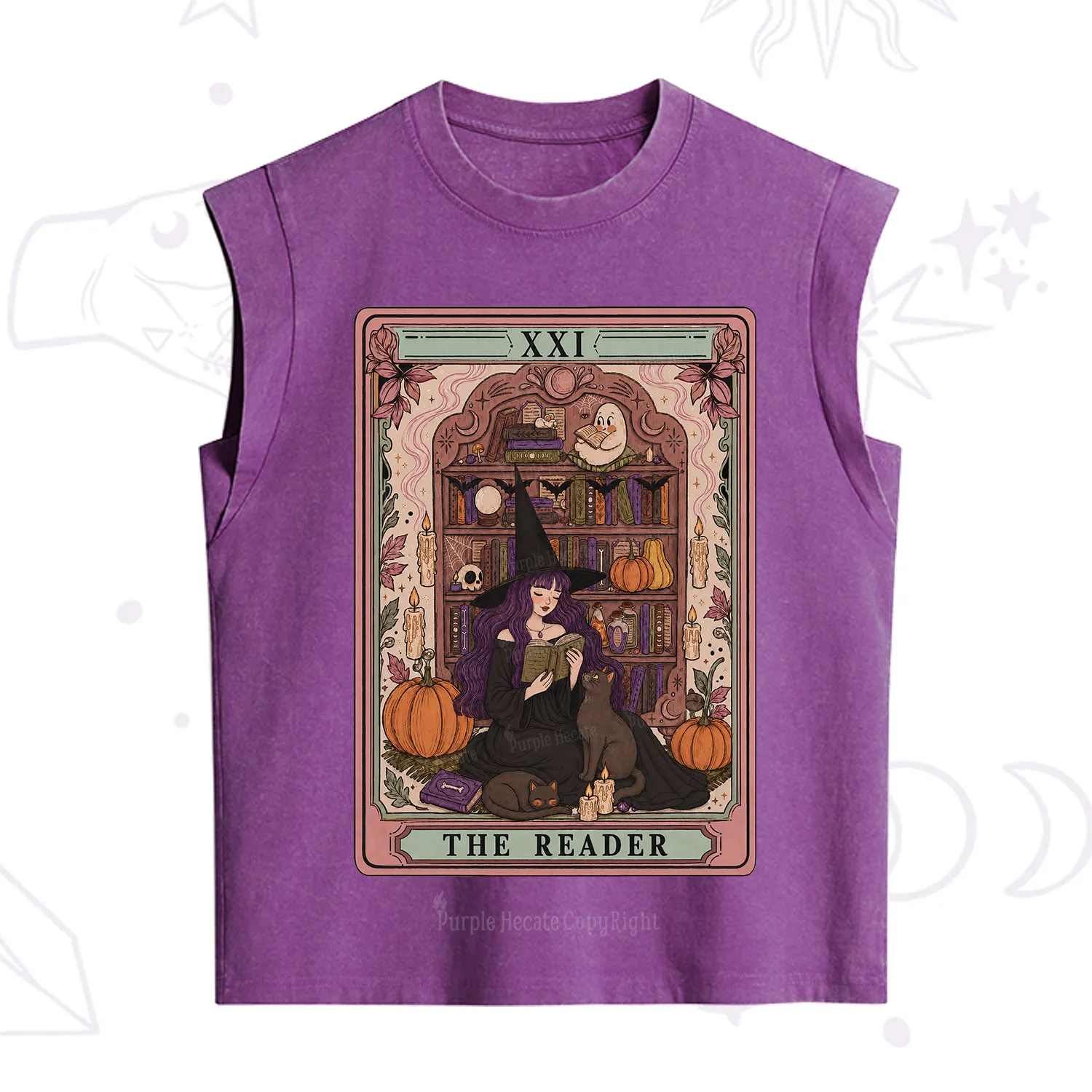 Purplehecate The Reader Tarot Bookish Witch Vintage Washed Tank
