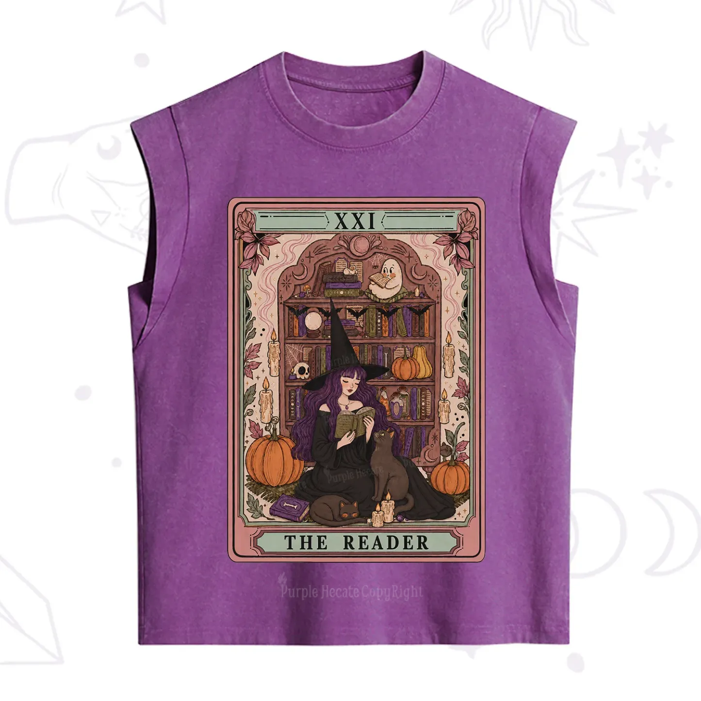 Purplehecate The Reader Tarot Bookish Witch Vintage Washed Tank