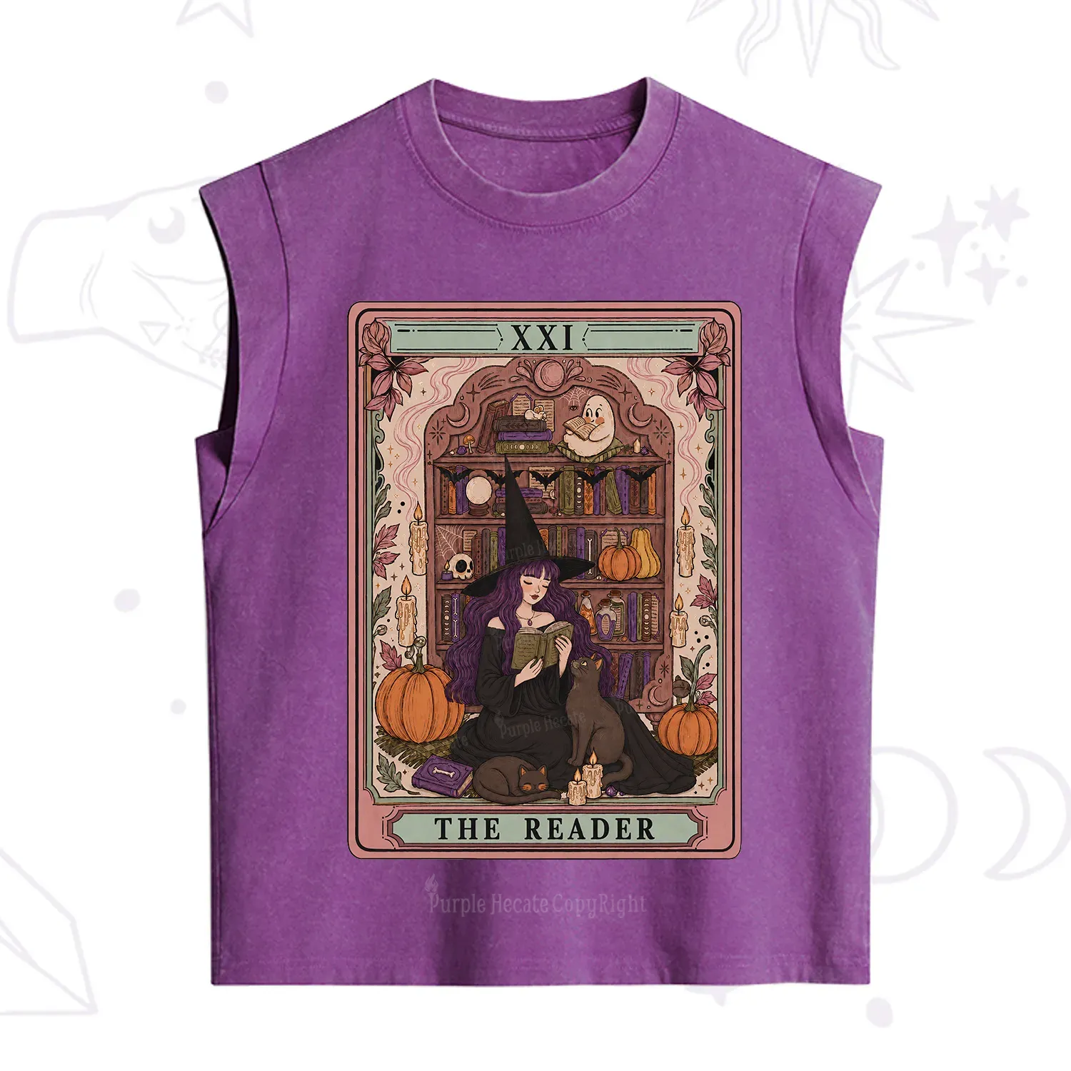 Purplehecate The Reader Tarot Bookish Witch Vintage Washed Tank