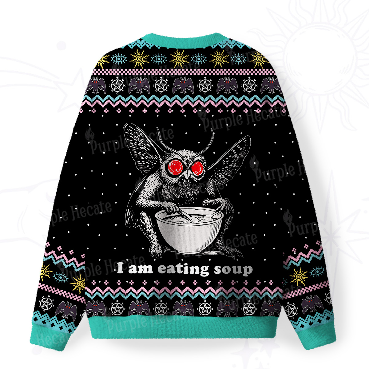 Purplehecate Mothman Eating Soup Fuzzy Ugly Sweatshirt