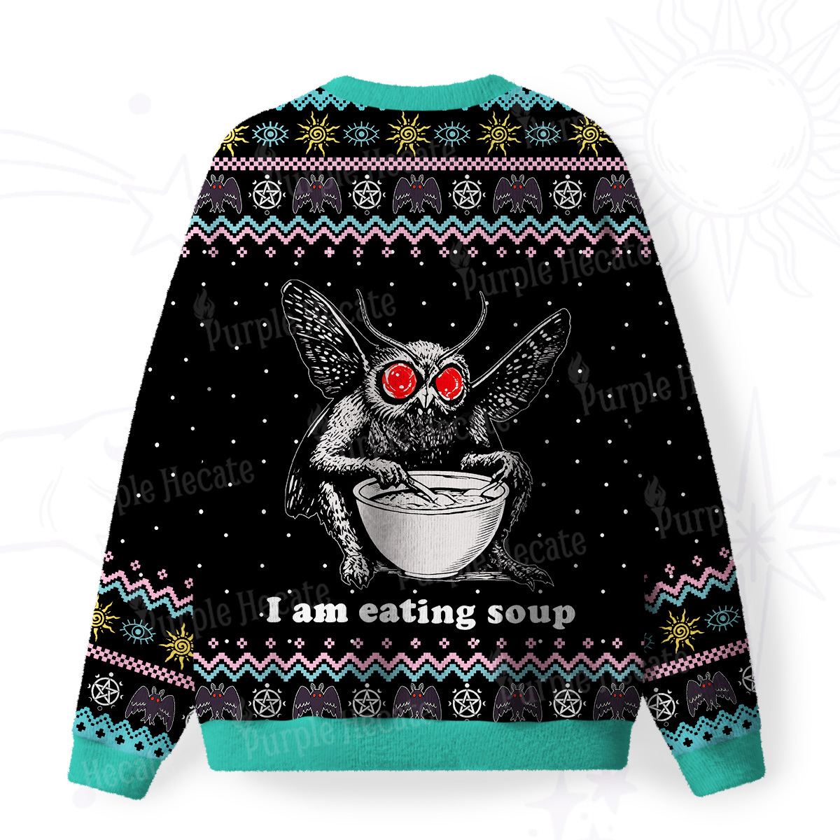 Purplehecate Mothman Eating Soup Fuzzy Ugly Sweatshirt