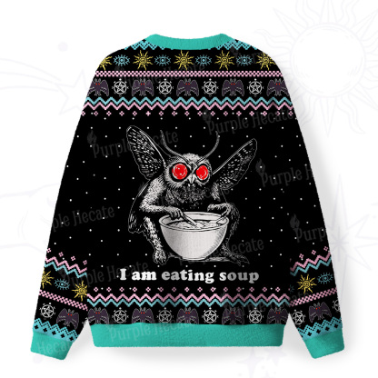Purplehecate Mothman Eating Soup Fuzzy Ugly Sweatshirt
