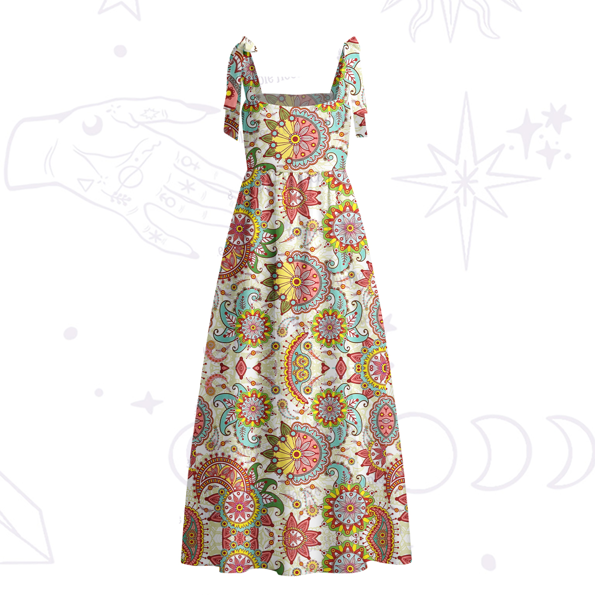 Purplehecate Mandala Dream Tie Shoulder Maxi Dress