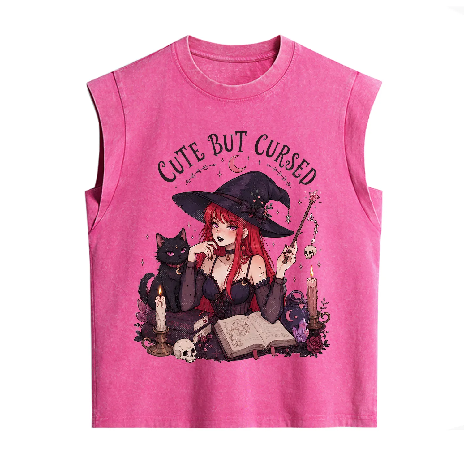 Purplehecate Cute But Cursed Witch Vintage Washed Tank