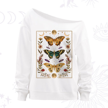 Purplehecate Sun and Moon Butterfly Off The Shoulder Sweatshirt