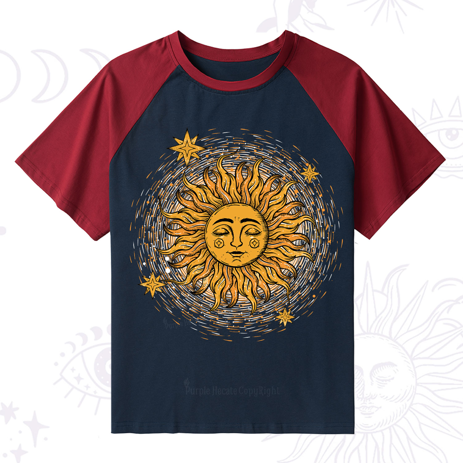 [Copy]Purplehecate The Reader Tarot Raglan Short Sleeve T‑Shirt