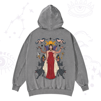 Purplehecate The Triple Goddess Hecate Washed Hoodie