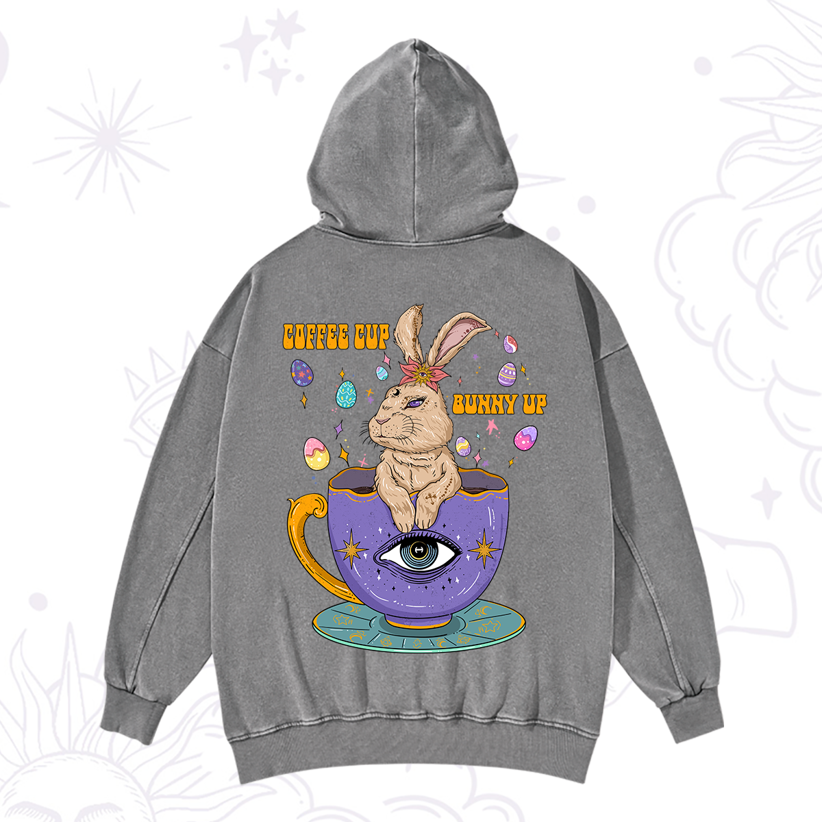 Purplehecate Coffee Cup Bunny Up Washed Hoodie