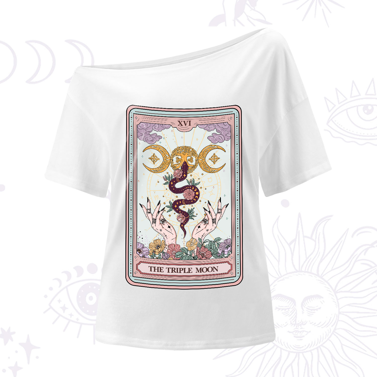 Purplehecate The Triple Moon Tarot One-Shoulder T-Shirt