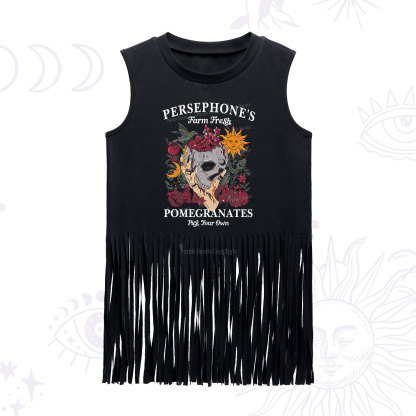 Purplehecate Persephone's Farm Fresh Pomegranates Pick Your Own Fringe Tank Top