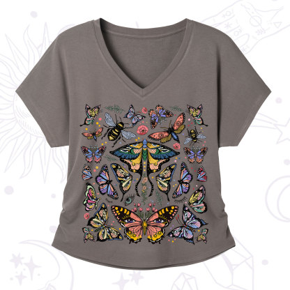 Purplehecate Mystical Butterfly & Moth V-Neck T-Shirt
