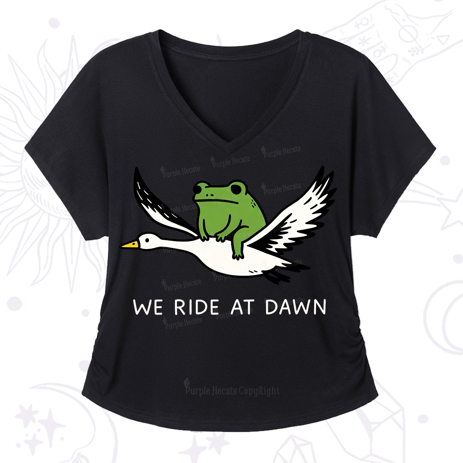 Purplehecate We Ride at Dawn V-Neck T-Shirt