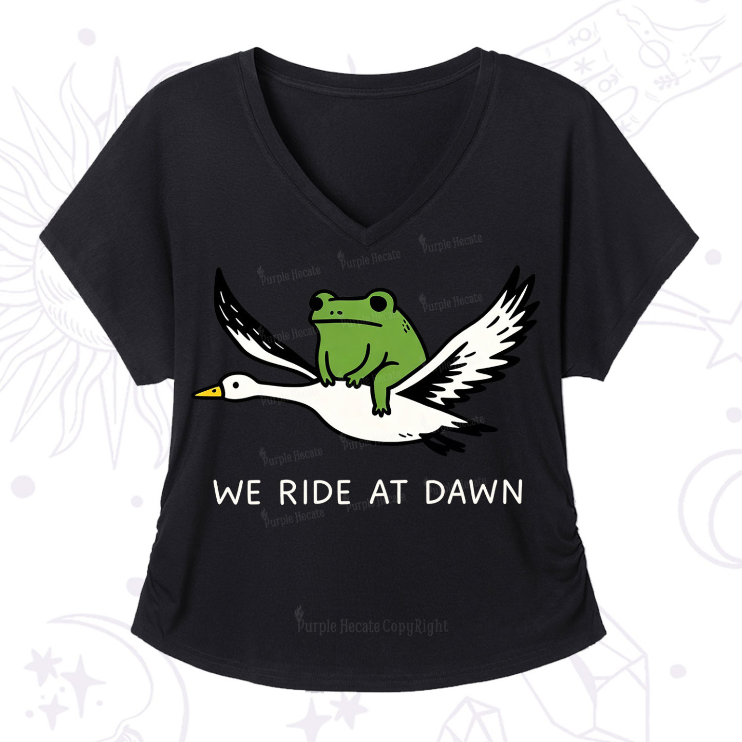 Purplehecate We Ride at Dawn V-Neck T-Shirt