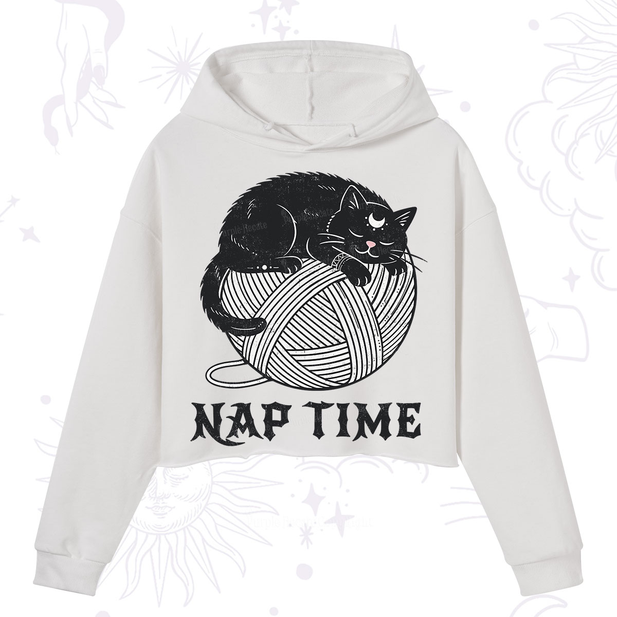 Purplehecate Nap Time Cat Crop Hoodie
