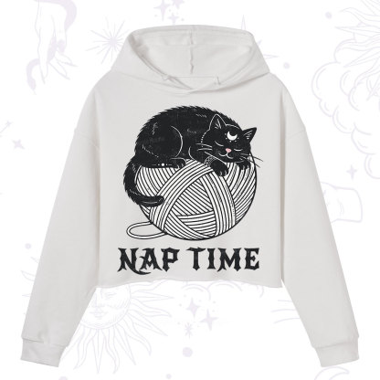 Purplehecate Nap Time Cat Crop Hoodie
