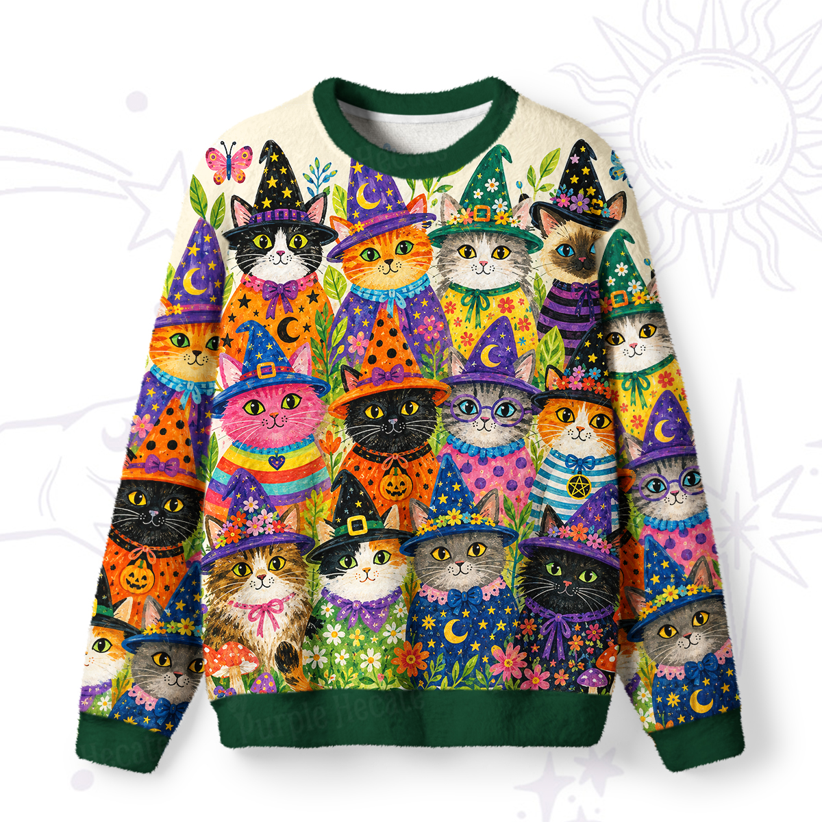 Purplehecate Witchy Meow-Meow Gathering Fuzzy Ugly Sweatshirt