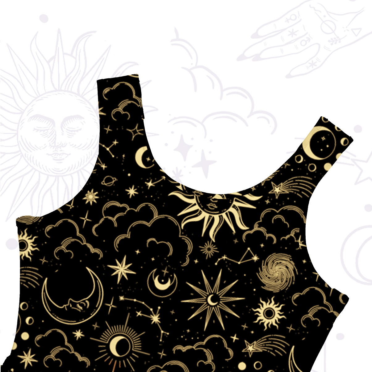Purplehecate Mysterious Star & Moon Mesh Maxi Tank Beach Dress