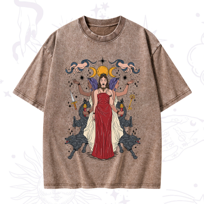 Purplehecate The Triple Goddess Hecate Washed T-Shirt