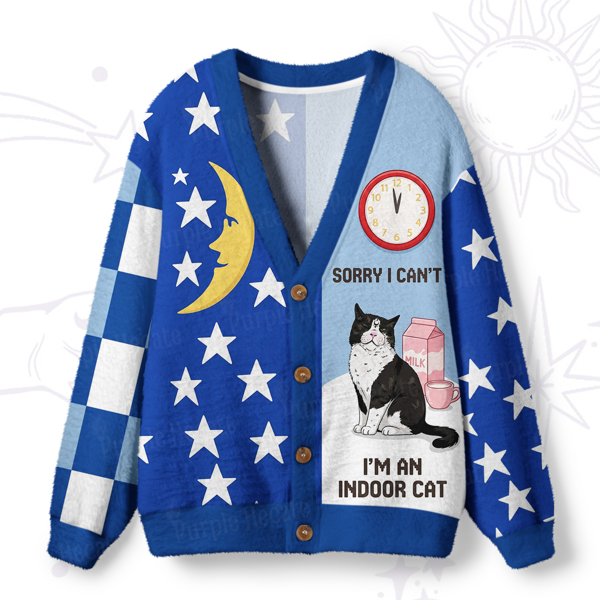 Purplehecate Sorry I Can't Go I'm an Indoor Cat Ugly Cardigan Sweaters
