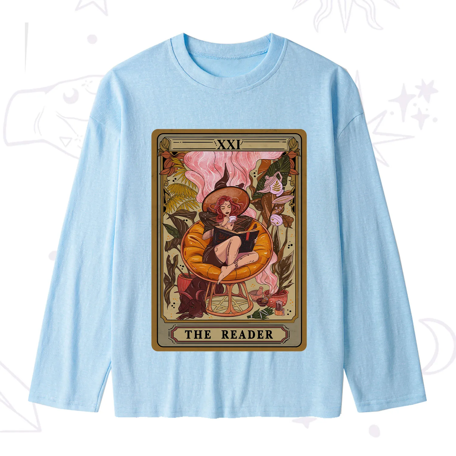 Purplehecate The Reader Tarot Card Slub Long Sleeve T-Shirt