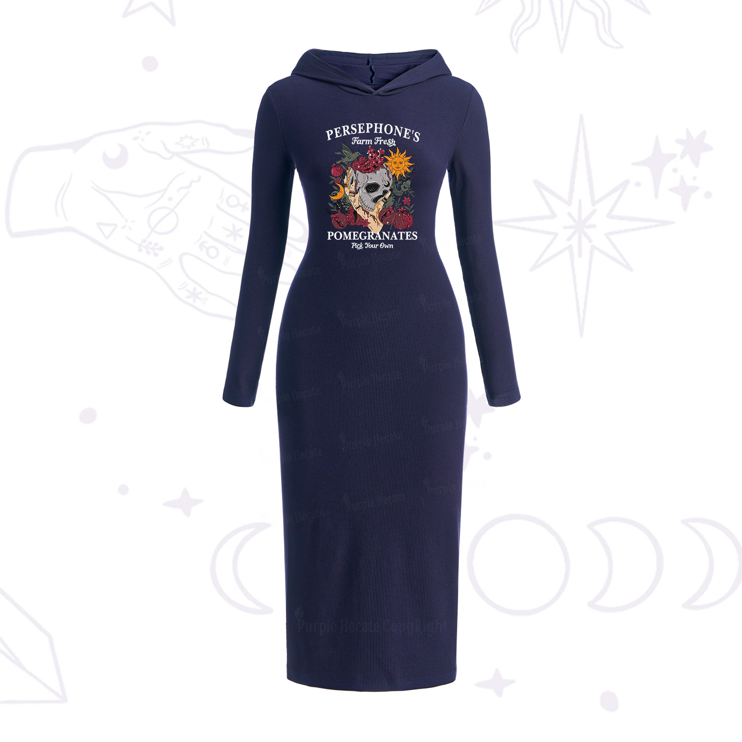 Purplehecate Persephone's Farm Fresh Pomegranates Pick Your Own Hooded Knit Dress