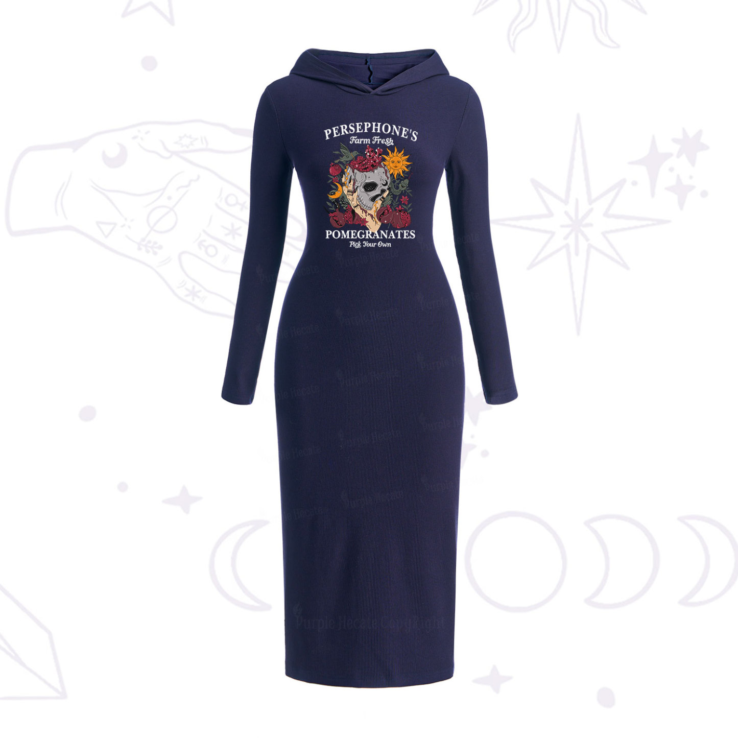 Purplehecate Persephone's Farm Fresh Pomegranates Pick Your Own Hooded Knit Dress