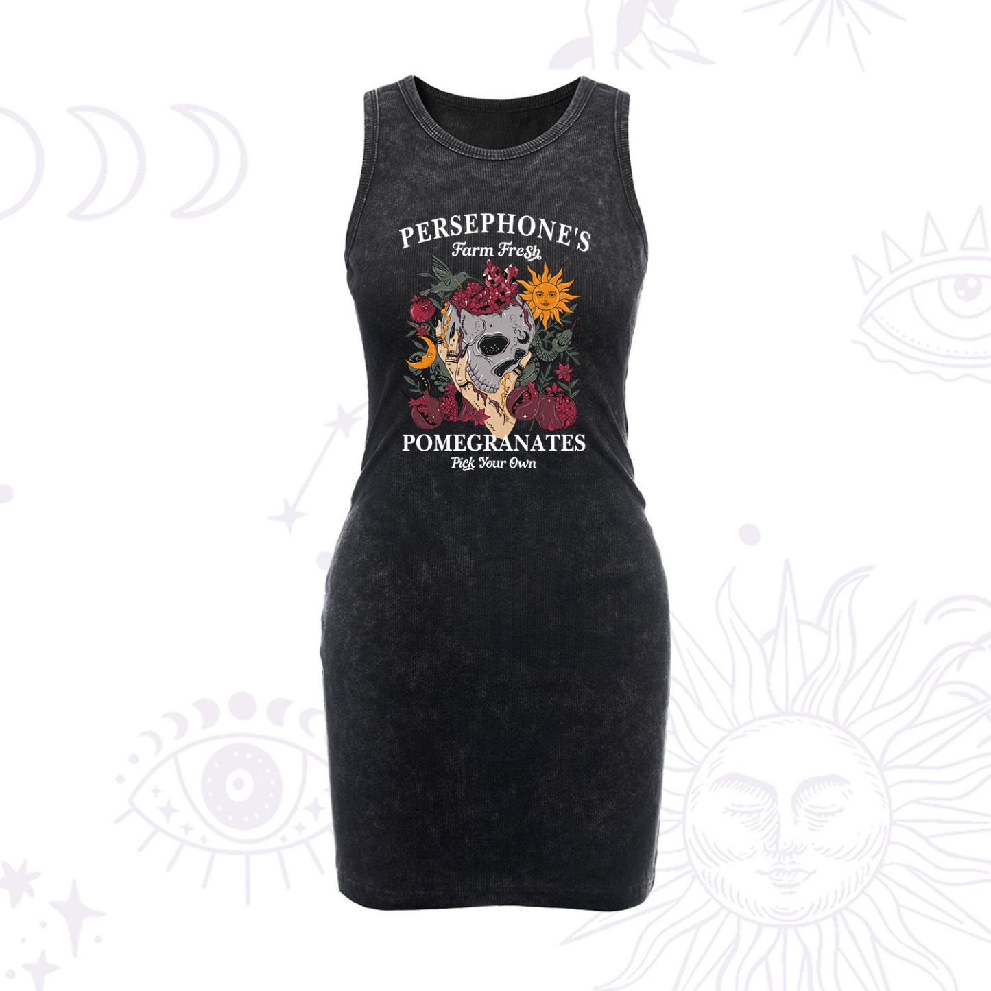 Purplehecate Persephone's Farm Fresh Pomegranates Pick Your Own Vintage Bodycon Tank Dress