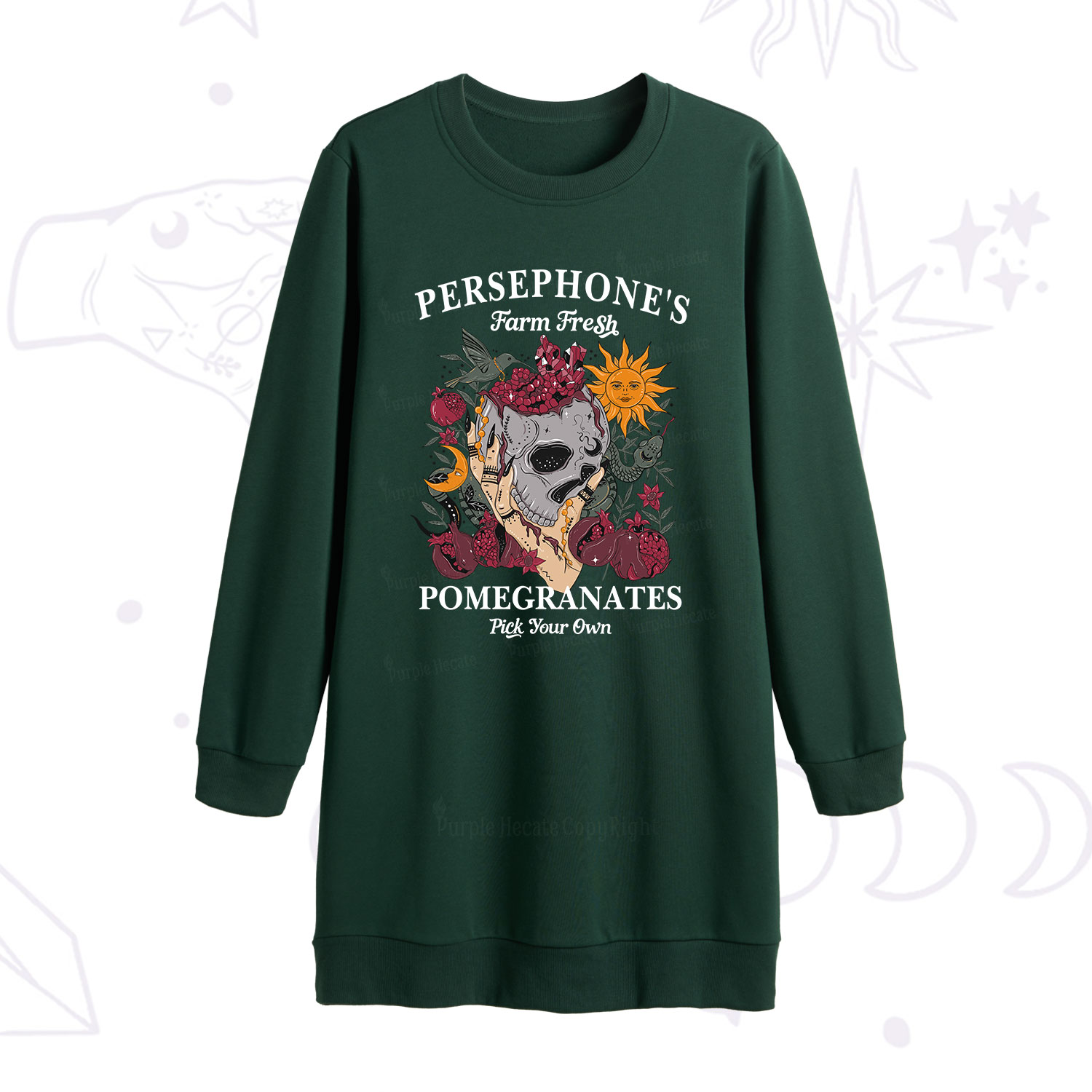 Purplehecate Persephone's Farm Fresh Pomegranates Pick Your Own Sweatshirt Dress