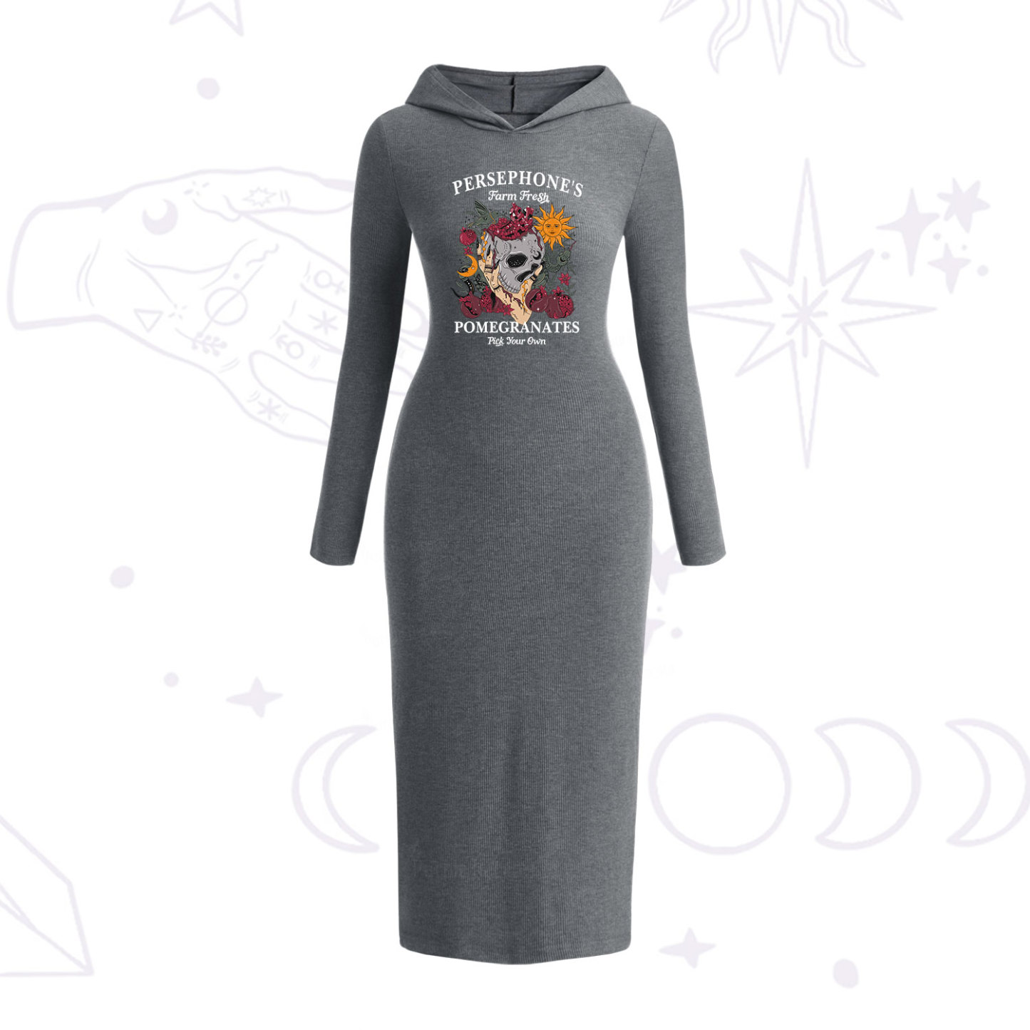 Purplehecate Persephone's Farm Fresh Pomegranates Pick Your Own Hooded Knit Dress