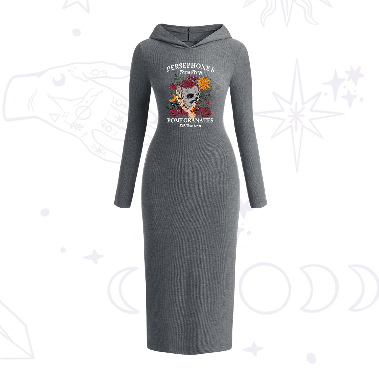 Purplehecate Persephone's Farm Fresh Pomegranates Pick Your Own Hooded Knit Dress