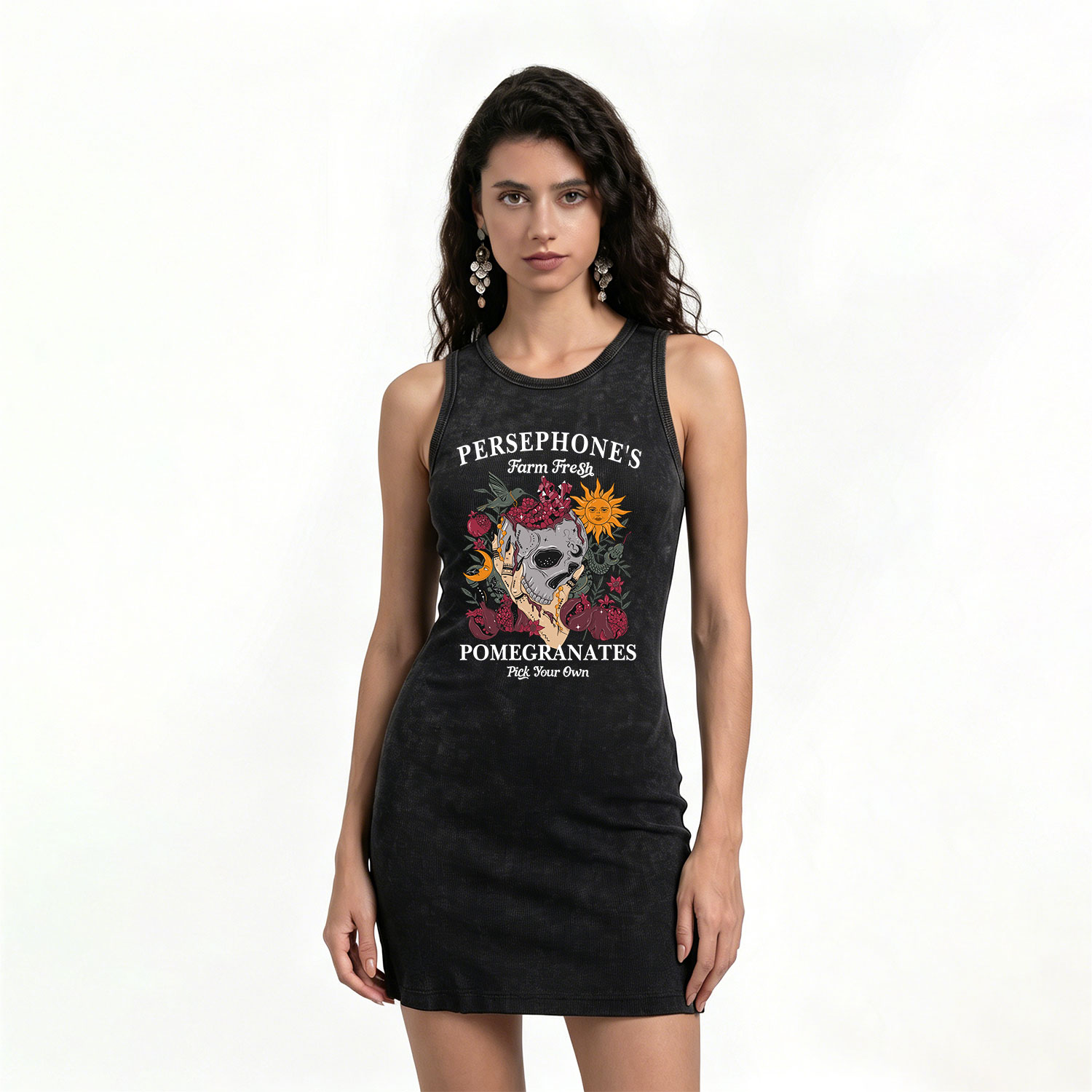 Purplehecate Persephone's Farm Fresh Pomegranates Pick Your Own Vintage Bodycon Tank Dress