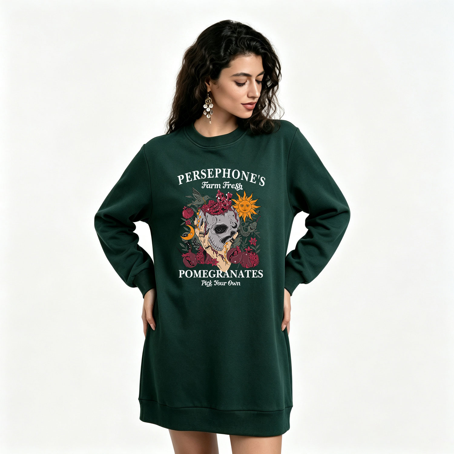 Purplehecate Persephone's Farm Fresh Pomegranates Pick Your Own Sweatshirt Dress