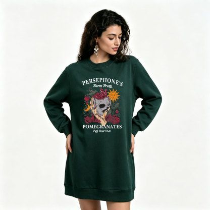 Purplehecate Persephone's Farm Fresh Pomegranates Pick Your Own Sweatshirt Dress