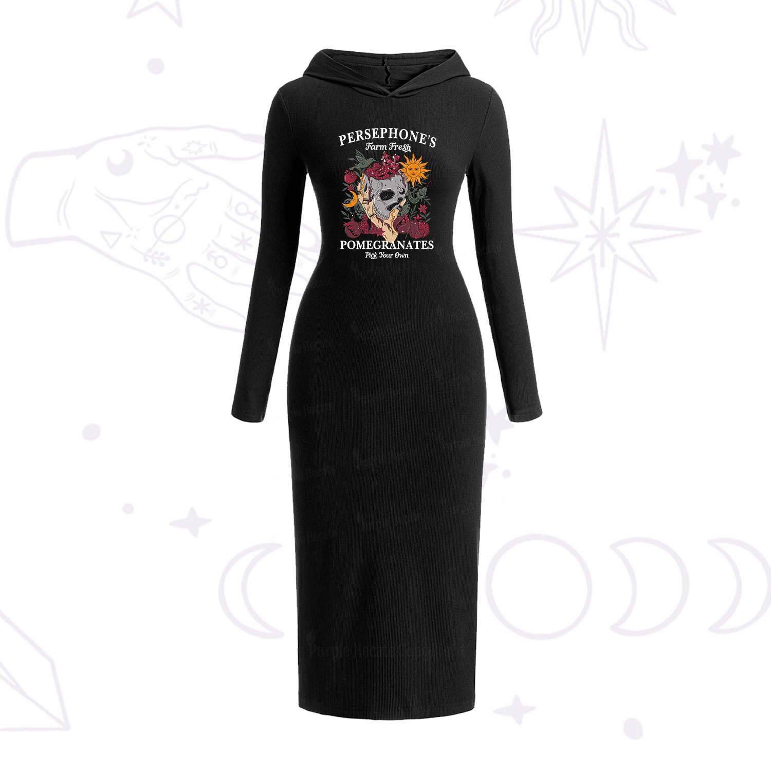Purplehecate Persephone's Farm Fresh Pomegranates Pick Your Own Hooded Knit Dress