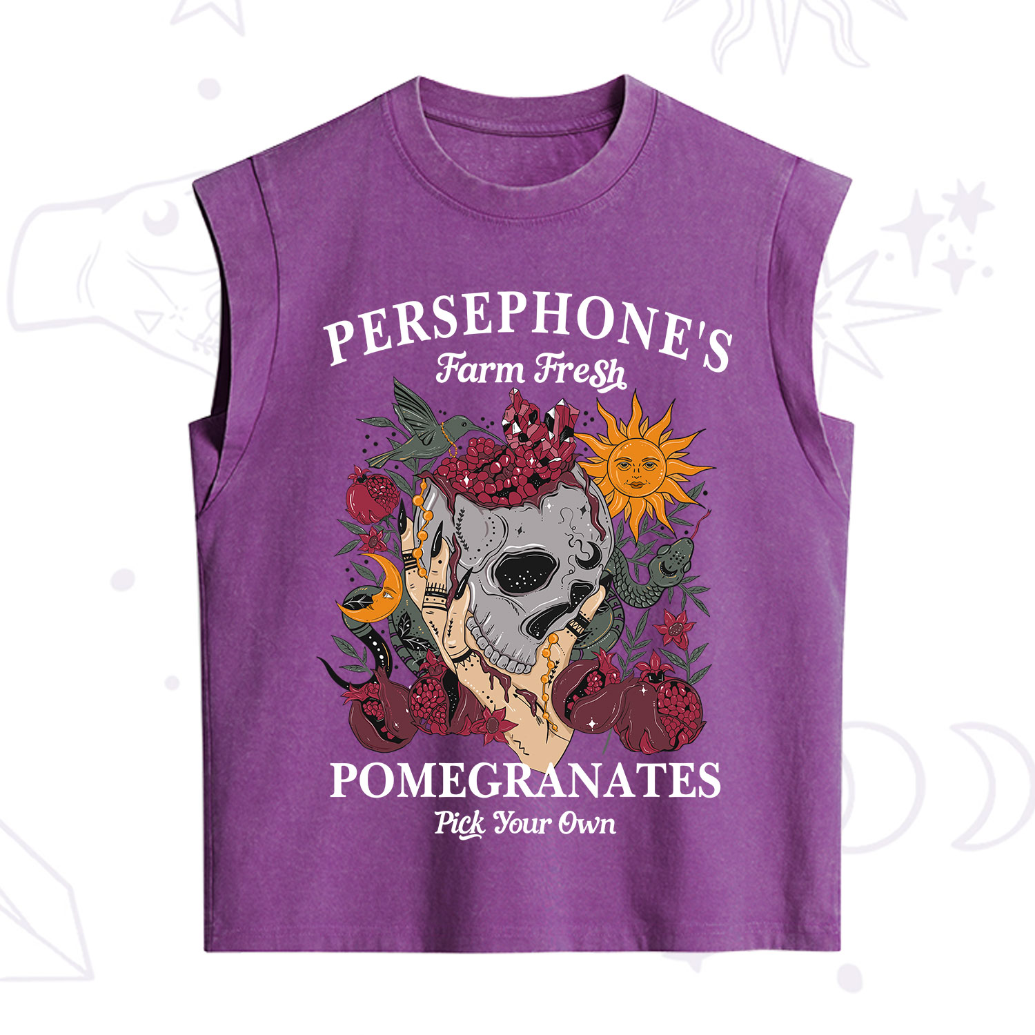 Purplehecate Persephone's Farm Fresh Pomegranates Pick Your Own Vintage Washed Tank