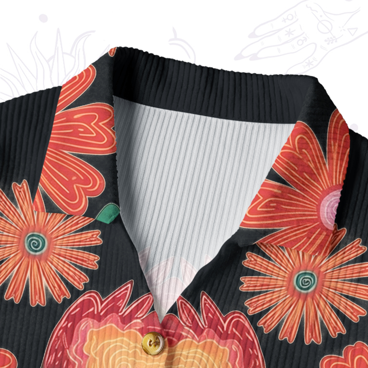Purplehecate Retro Bloom Folk Floral Ribbed Knit Dress