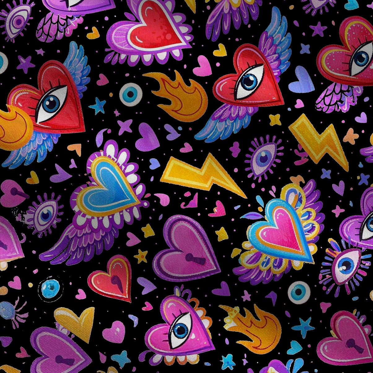 Purplehecate Mystic Heart Eye Wings Tie Shoulder Maxi Dress