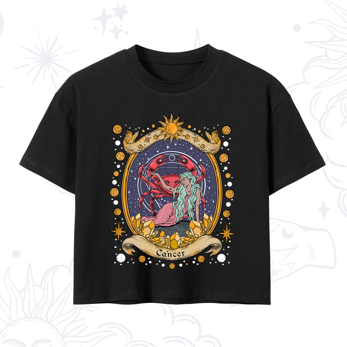 Purplehecate Celestial Cancer Zodiac Crop T-Shirt 