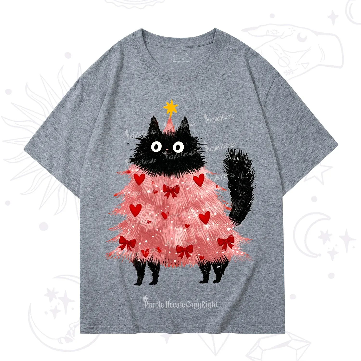 Purplehecate Funny Black Cat in Tree Valentine T-Shirt