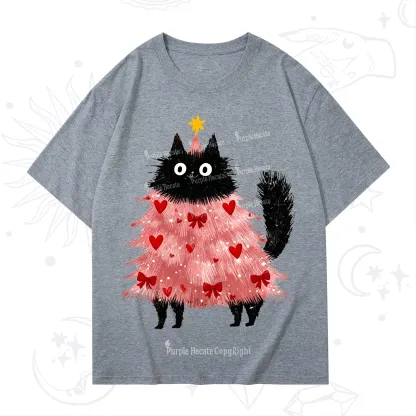 Purplehecate Funny Black Cat in Tree Valentine T-Shirt