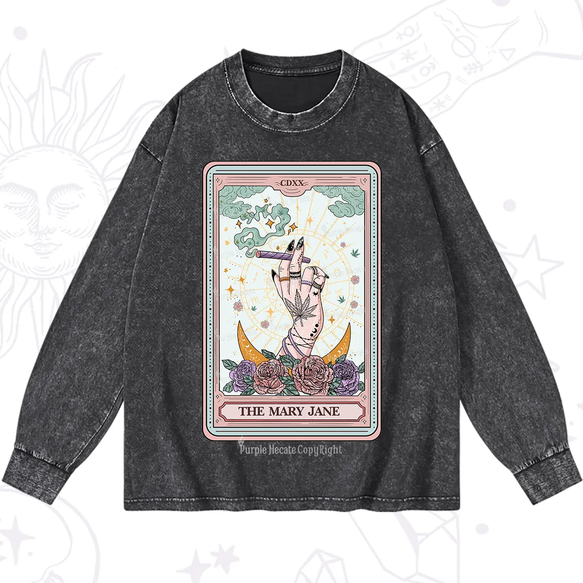 Purplehecate The Mary Jane Tarot Washed Long Sleeve Shirt
