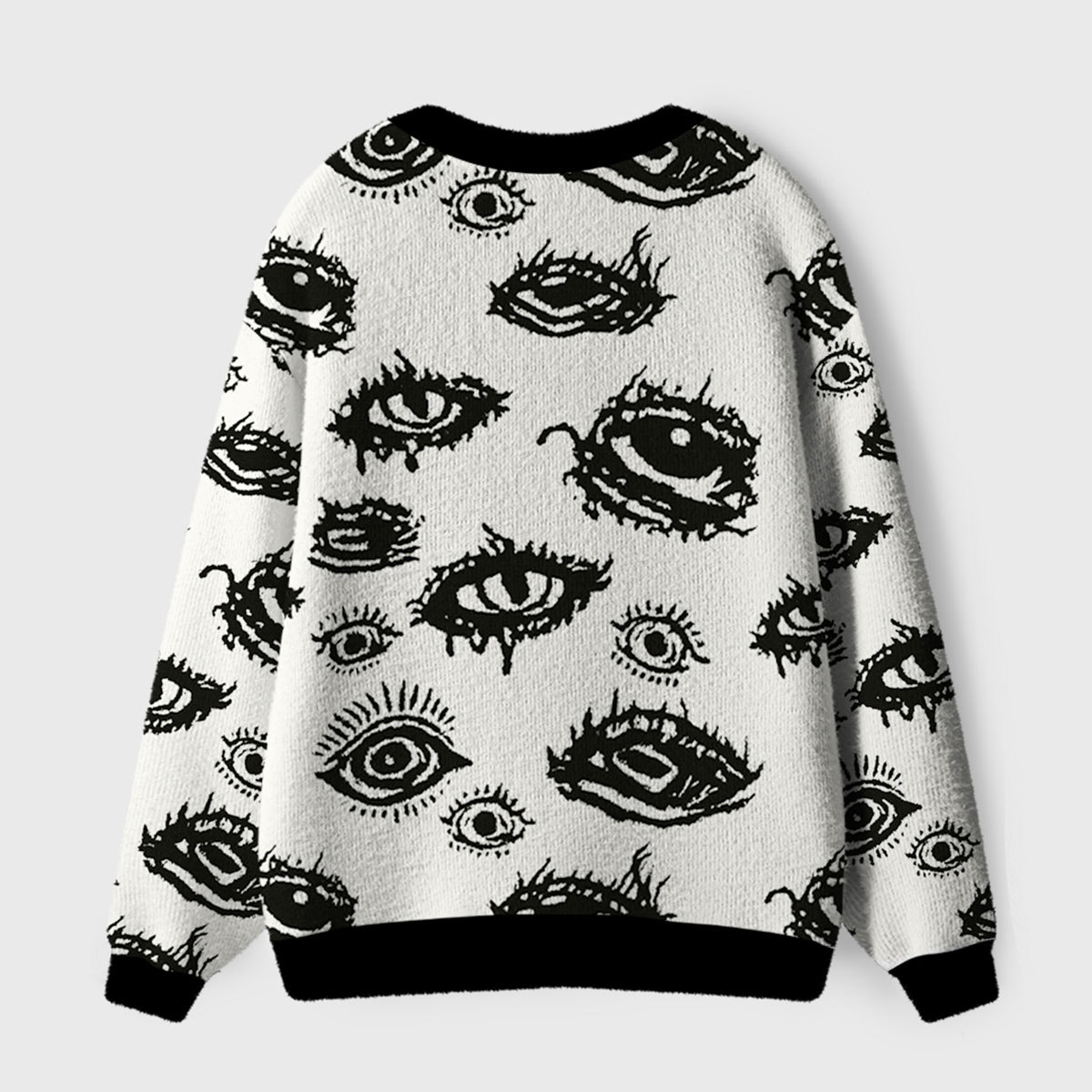 Purplehecate Surreal Eyes Ugly Cardigan Sweaters