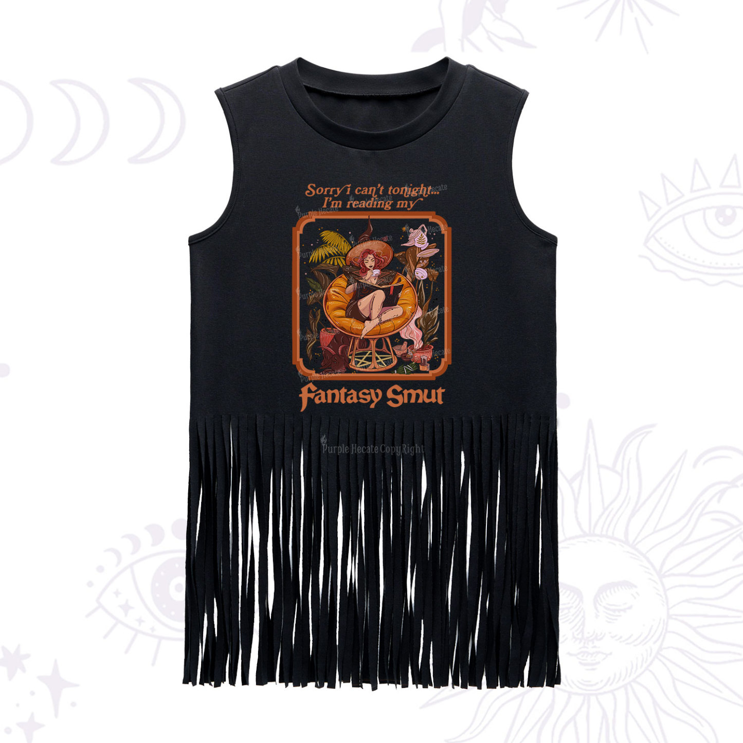 Purplehecate Sorry I Can't Tonight I'm Reading My Fantasy Smut Fringe Tank Top