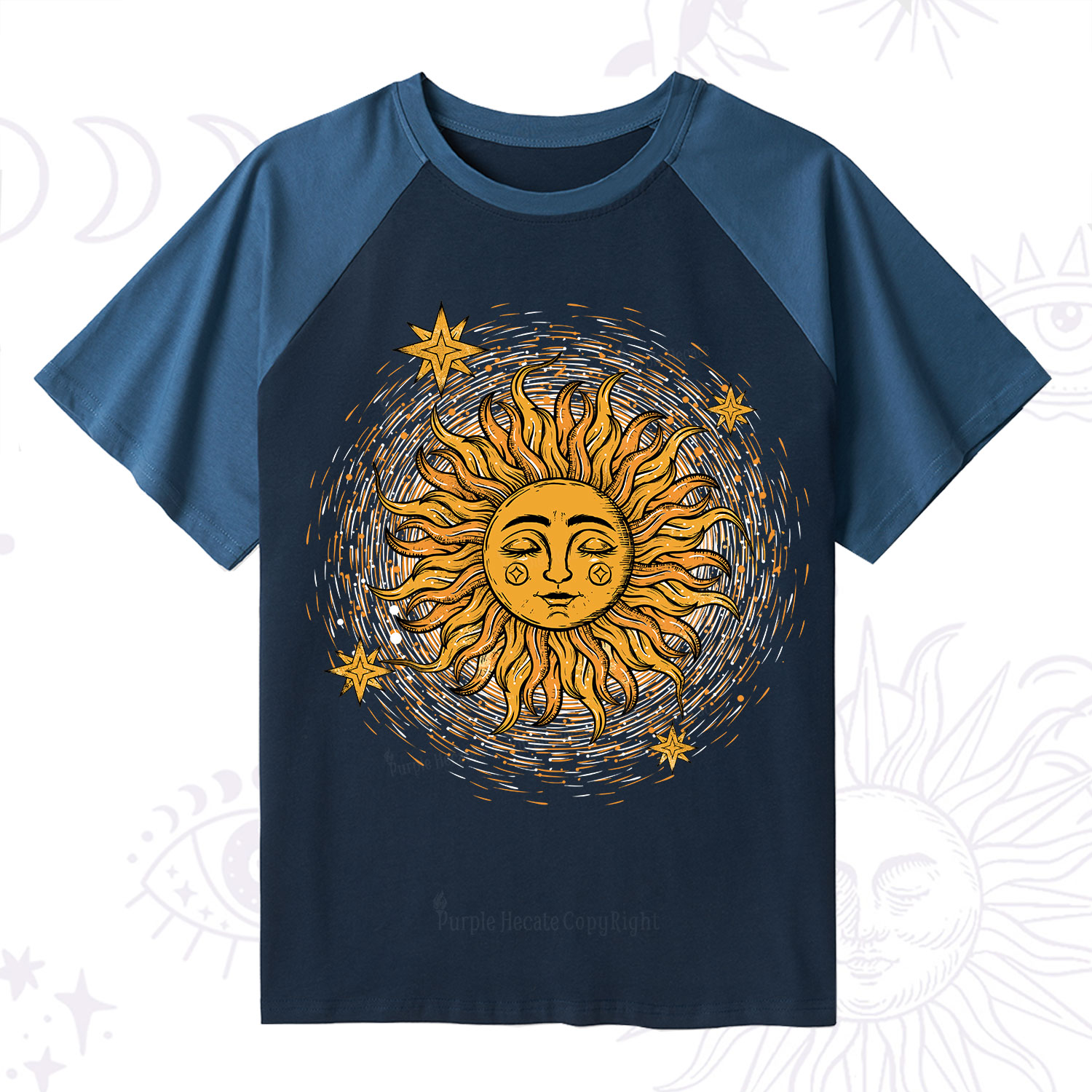 [Copy]Purplehecate The Reader Tarot Raglan Short Sleeve T‑Shirt